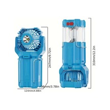 Dashanshop Kamp Işıklı Usb Şarjlı Taşınabilir Fan Solar Mavi 1200mah