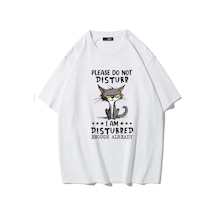 Brz Collectıon Brz Collection Unisex Oversize Please Do Not Disturb T-shirt Beyaz