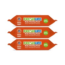 Freshlife Hasta Vücut Temizleme Islak Mendil Havlu 50 Yaprak XL 3'lü Set
