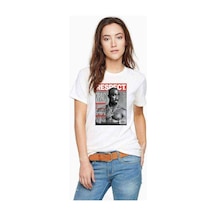 Rap Hiphop 2Pac Respect Cover Baskılı Beyaz Kadın Tshirt (534306366)