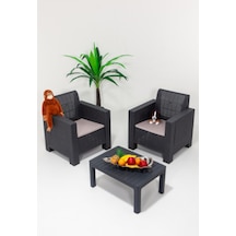 Aksu 1+1+s Balkon&teras Bahçe Mobilyası / Antrasit Gri