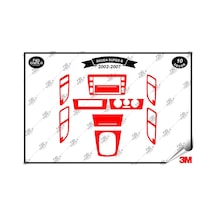 Skoda Suber B V2002-2007 Torpido Konsol Trim Göğüs Maun Kaplama Set 10 Parça Kırmızı