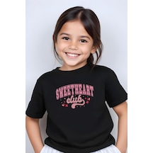 Fyk Kids Kız Çocuk Sweatheard Club Baskılı Tişört Siyah