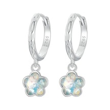 Bamoer 925 Ayar Gümüş Fantezi Buz Çiçek Hoop Küpeler Tatlı Çiçek Kulak Tokaları Kadın Kızlar İçin Parti Güzel Takı Hediye