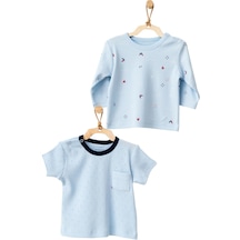Andywawa Erkek Bebek Yelken Motifli Mavi 2li Tişört Takımı Ac21606r 001