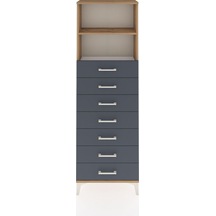 Arges Dolap 2 Raflı 7 Çekmeceli 60x30x182 Çam-antrasit Atlas Çam