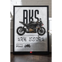 Rks Srk 550rs Siyah Ahşap Çerçeveli Poster, Dekoratif Motosiklet Duvar Tablosu