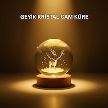 Hubrendy Tekno Usb Bağlantılı Geyik Temalı Kristal Küre Premium Masa Gece Lambası Diğer