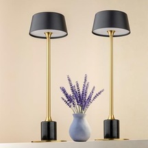 Amber Led Meragold Masa Lambası, 3000k Günışığı, Şarj Edilebilir, Taşınabilir, 3 Kademe Dokunmatik Parlaklık Ayarı, Alüminyum Gövde, Mermer Görünüm, Restoran, Yemek Masası, Yatak Başı Ve Çalışma Masası İçin .