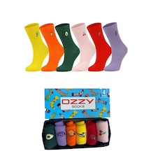 Ozzy Socks Meyve Nakışlı Renkli Çorap Kutusu 6'lı