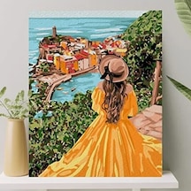 Sayılarla Boyama Tuval Seti - Sarı Elbiseli Kız 40x50 Cm
