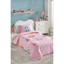 Kapitone Yatak Örtüsü Seti Tek Kişilik Unicorn Dreams Pembe Pembe