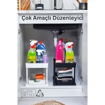 2 Katlı Çok Amaçlı Tezgah Altı Düzenleyici / 2'li Set- Beyaz/siyah Beyaz - Siyah