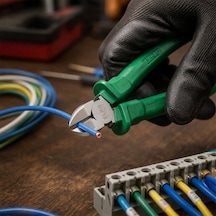 6 İnç 160 Mm Sertleştirilmiş Çelik Yan Keski Yeşil Ergonomik Saplı Kablo Ve Tel Kesici