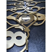 Sayılar Aynalı Gold Pleksi Pasta Süsü Lazer Kesim Her Biri 12x7 Cm