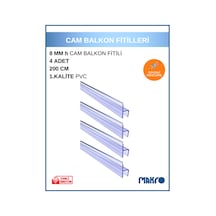 8 Mm Küçük H Y Cam Balkon Şeffaf Fitil 4 Adet 200 Cm 2 M