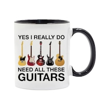 Uıkeeyuıs İçme Malzemeleri Gitar Desen Seramik Kupa Hediye Göz