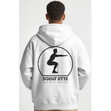 Sevbano Squat Ryte Fitness Gym Bodybuilding Sporcu Sırt Baskılı Unisex Ov beyaz