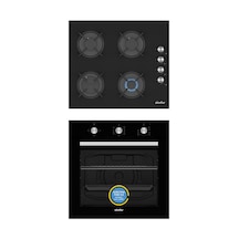 Simfer 0+3 Fonksiyon 8270 Fırın + 3046 Ocak Mekanik Siyah 2'li Ankastre Set