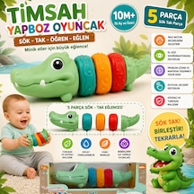Timsah Yapboz Oyuncak Sök Tak Timsah Yapı Oyuncağı 5 Parçalı Eğitici Duyusal Oyuncak