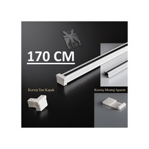 Alüminyum Tek Kanallı Metal Perde Kornişi - Ultra Dayanıklı Tekli Korniş 170cm - 857622423 170cm