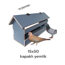 Ncy Kuş Kumru Güvercin Ahşap Su Geçirmez Kapaklı Yemlik Mamalık 15 x 50 CM