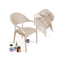 Bahex Bambu 6lı Set Rattan Bahçe Sandalye 6ad Koltuk Cappuccino