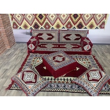Coton Şark Köşesi Minder Takımı Konsept Bordo 9 Parça