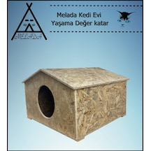 Melada Kedi Evi Dış Ortam Uygun Ahşap Kedi Evi Osb 50x50x35 Cm