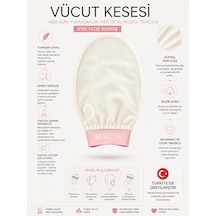 Ekru Lastikli Banyo Duş Kesesi Peeling Eldiveni %100 Floş Ipek Hassas Ciltler Için