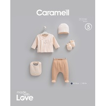 Caramell Mini Travel 5'li Hastane Çıkışı Zıbın Seti Bej renkli