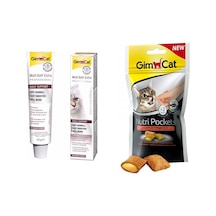 Gimcat Malt-Soft Extra Paste 20 G + Gimcat Nutri Pockets Somonlu Kedi Ödülü 60 G