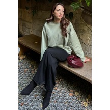 Mint Yeşili Bisiklet Yaka Basic Sweatshirt Mg2185