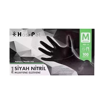 Haspet Siyah Nitril Muayene Eldiveni 100'lü Medium Pudrasız Antialerjik 2'li Ekonomik Paket - 2 Tarı