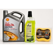 Shell Helix Ultra 5W-30 Ect Multi Motor Yağı 5 L + Oto Şampuan 1000 ML + Yıkama Süngeri