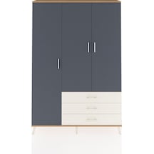Arges Dolap 6 Raflı 3 Çekmeceli Tek Askılı 132x30x195 Çam-ant... Çam