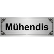 Mühendis 7x20cm Gümüş Renk Metal Yönlendirme Levhası