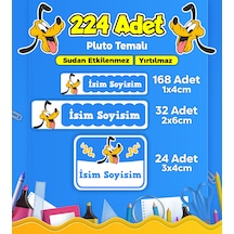 Okul Kreş Kişiye Özel İsim Etiket Seti Plüto Temalı - Model 86 Çok Renkli