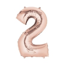 100 Cm Folyo Rose Gold Rakam 2 Folyo Balon Bej