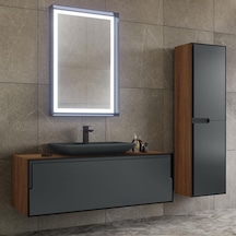 Orka Craft 120Cm Ceviz-Antrasit Banyo Dolabı Ve Boy Dolabı Takımı Antrasit