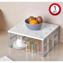 1 Adet Dolap İçi Düzenleyici Raf Tabak Bardak Rafı Metal Raf Metal 20 X 20 Beyaz Tr Diğer