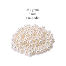 250 Gram 6mm Krem Renk Plastik İnci Boncuk Çanta Ve Takı Yapım Bo