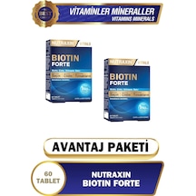 Nutraxin Biotin Forte 5.000 Mcg 60 Tbl - Biyotin, Çinko, Selenyum, Bakır 2li Avantajlı Paket