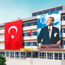 300x450 Atatürk Posteri Ve Türk Bayrağı Raşel Kumaş-2 Tek Ebat