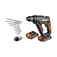 Tr Wx390.1 20volt 2.0ah. Li-ion 1.2j Profesyonel Sds-plus Pnömatik Çift Akülü Şarjlı Matkap + 8 Adet Uç + Mandren