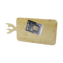 Dikdörtgen Ahşap Bambu Kesim Panosu - Kesme Tahtası Geyik Boynuz Figür Saplı 22x36cm 5047 Çok Renkli