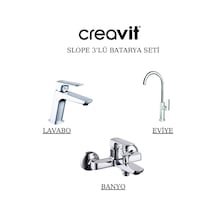 Creavit Slope Lavabo Banyo Eviye Bataryası 3'lü Set SP1500-SP2500-SP8502 Krom