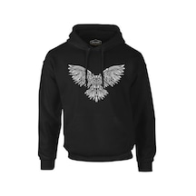 Angry Owl Tattoo Siyah Erkek Fermuarsız Kapşonlu 001