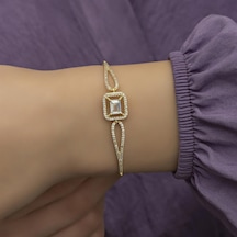 Alyans Evim Altın Kaplama Baget Zirkon Taşlı Kadın Gümüş Bileklik