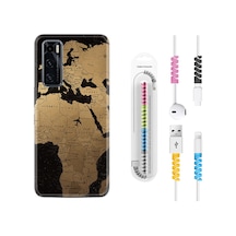 Vivo Y70 Kılıf Kablo Koruyuculu Map Planet 1656 Siyah